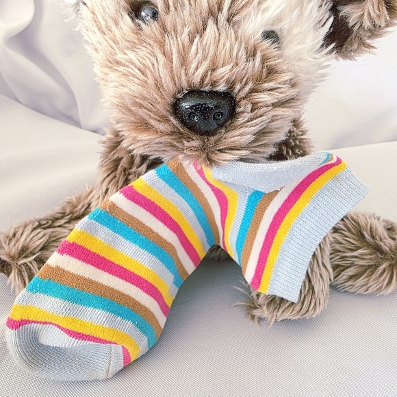 Animal Alley Terrier Dog Plush Stuffed Toy Striped Sock In Mouth 8 Inch 2000 - Picture 3 of 10